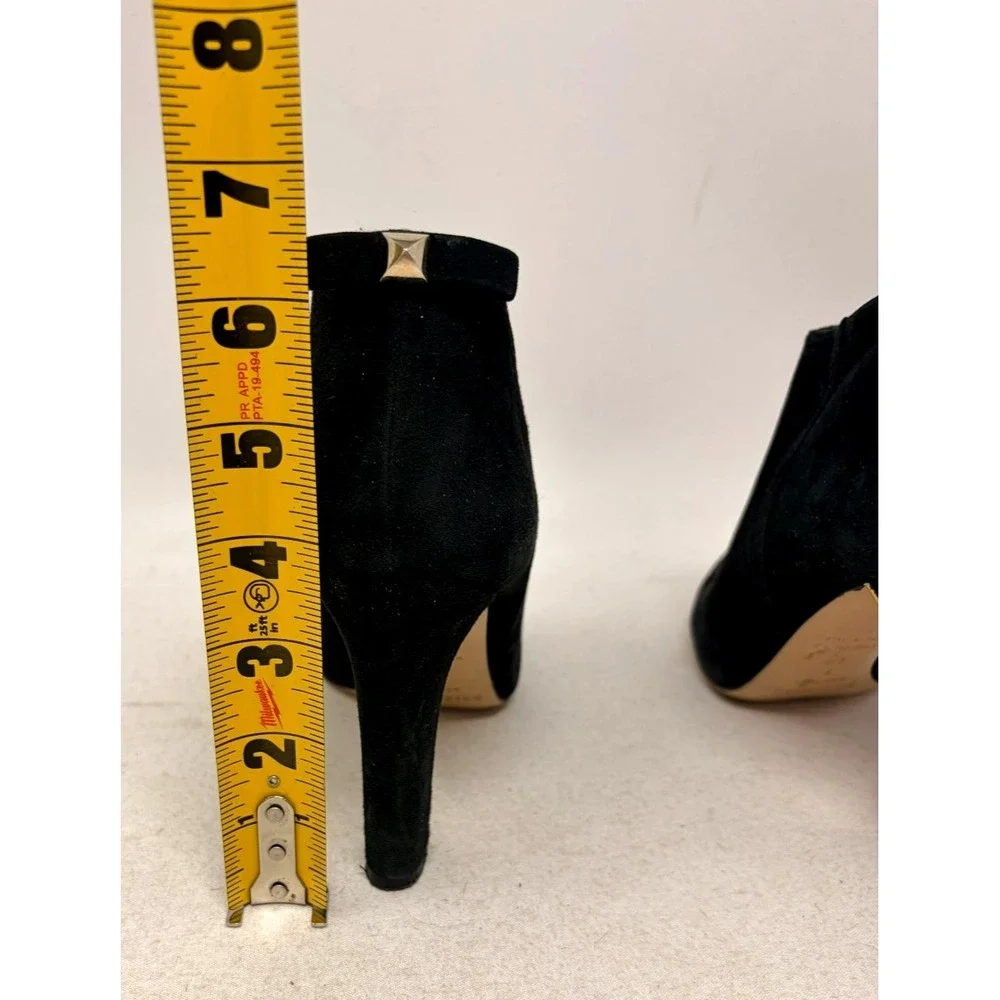 Kate Spade New York Black Suede Ankle Booties Block Heel Women's Size 7 B Italy